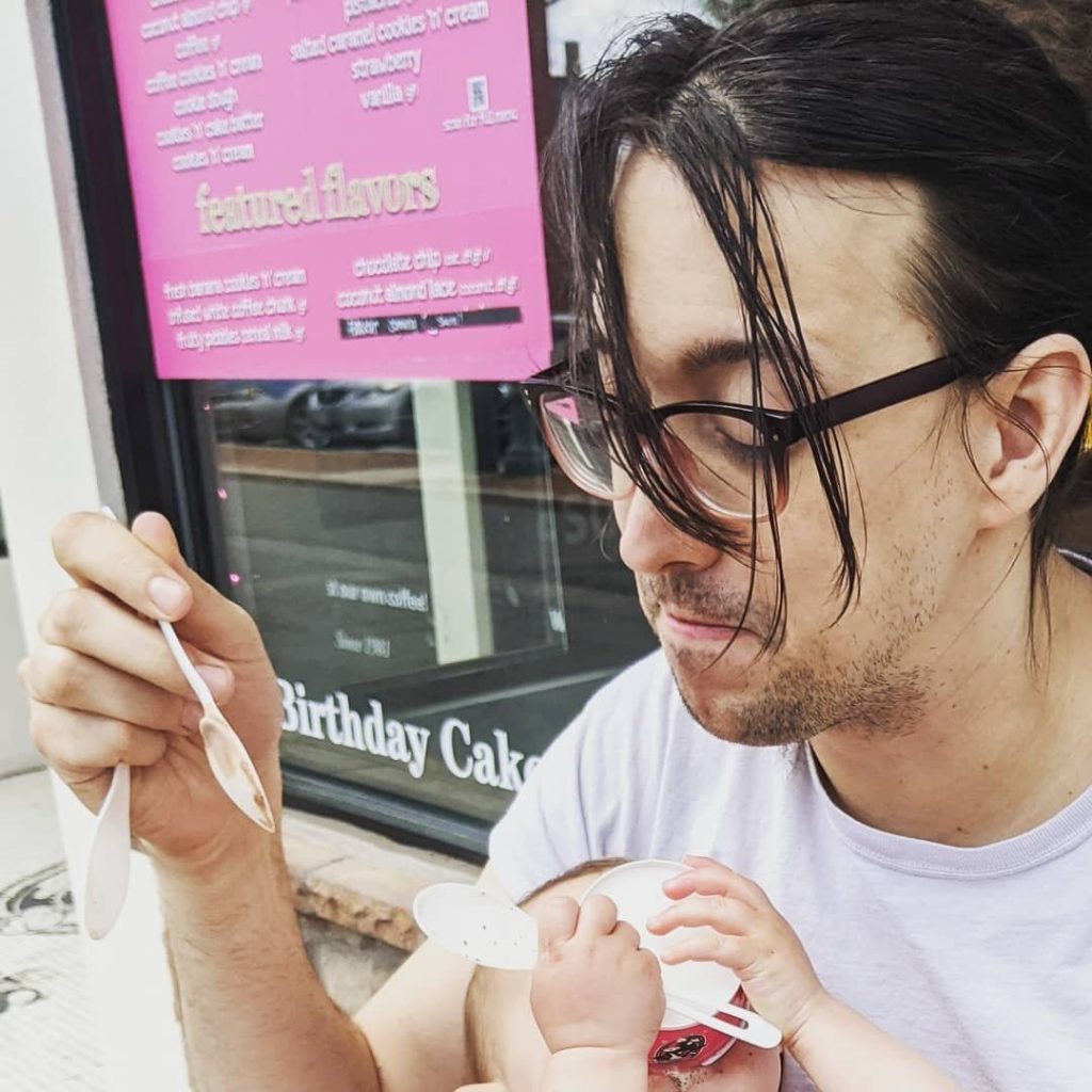 Picture of me, Michael, eating an ice cream with my children.